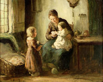 Playing with baby, 19th century by Adolf-Julius Berg