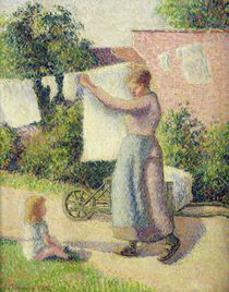 Woman Hanging up the Washing von Camille Pissarro