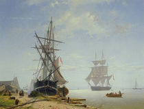Ships in a Dutch Estuary, 19th century von W.A. van Deventer