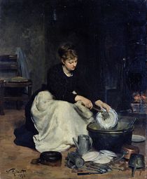 The Kitchen Maid Washing-Up by Victor Gabriel Gilbert
