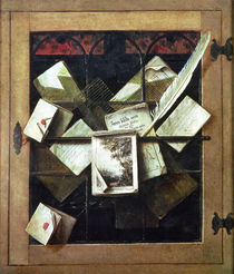 Trompe l'oeil with letters and notebooks by Cornelis Norbertus Gysbrechts