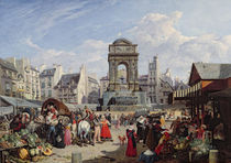 The Market and Fountain of the Innocents by John James Chalon
