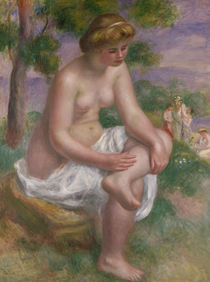 Seated Bather in a Landscape or von Pierre-Auguste Renoir