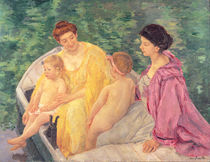 The Swim, or Two Mothers and Their Children on a Boat by Mary Stevenson Cassatt