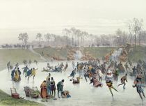 Skaters on the Lake at Bois de Boulogne von Eugene Charles Francois Guerard