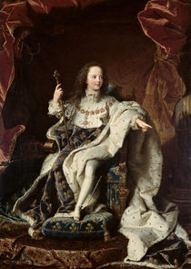 Portrait of Louis XV in Coronation Robes von Hyacinthe Francois Rigaud