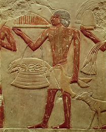 Relief depicting a porter with a basket of fledglings von Egyptian 6th Dynasty