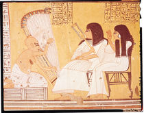The deceased and his wife listening to a blind harpist by Egyptian 20th Dynasty