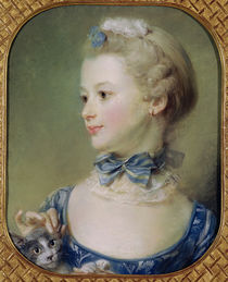 Young Girl with a Cat von Jean-Baptiste Perronneau