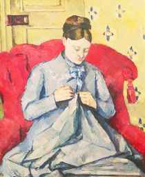 Madame Cezanne sewing by Paul Cezanne