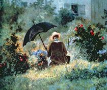 Detail of a Gentleman reading in a garden by Carl Spitzweg