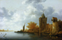 River estuary with a tower and fortified walls von Jan Coelenbier