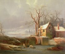Snow Scene with Mill and Cottages von George, of Chichester Smith