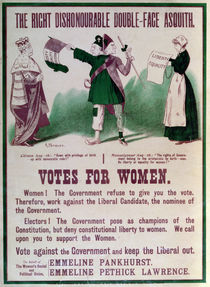Women's Suffrage Poster "The Right Dishonourable Double-Face Asquith" by English School