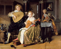 A Young Man Playing a Theorbo and a Young Woman Playing a Cittern by Jan Miense Molenaer
