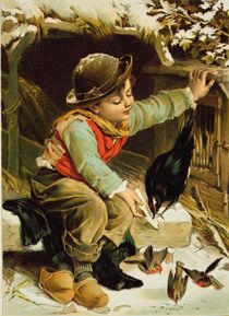 Young Boy with Birds in the Snow von English School