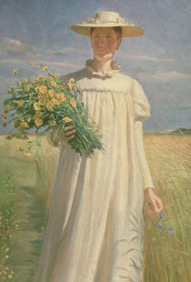 Anna Ancher returning from Flower Picking by Michael Peter Ancher