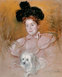 Woman holding a dog by Mary Stevenson Cassatt