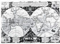 World map; Vera Totius Expeditionis Nauticae von Jodocus Hondius