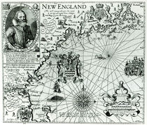 Map of the New England coastline in 1614 by John Smith