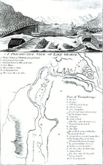 A Perspective View of Lake George and a Plan of Ticonderoga by American School