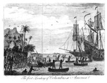 The First Landing of Columbus at America by English School