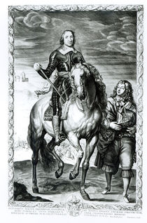 Equestrian portrait of Oliver Cromwell engraved by Pierre Lombart von Anthony van Dyck