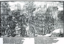 Sidney and the English army on the march with standards and trumpets von John Derricke