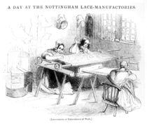 A Day at the Nottingham Lace Manufacturers by English School