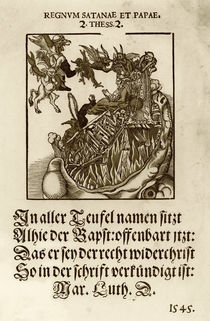 Pope Enthroned into the Mouth of Hell by German School