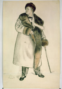 Portrait of the Opera Singer Feodor Ivanovich Chaliapin 1920-21 by Boris Mihajlovic Kustodiev