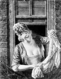 Woman wringing washing by George Morland