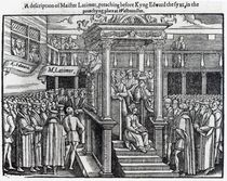 Hugh Latimer Preaching before King Edward VI at Westminster in 1547 von English School