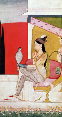 Lady with a Hawk, Pahari Style by Guler School