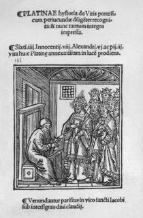 Bartolommeo de' Sacchi writing 'Historia de Vitis Pontificum Romanorum' von Italian School