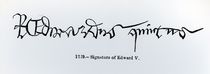 Signature of King Edward V by English School