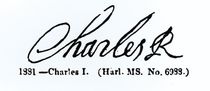 Signature of King Charles I by English School