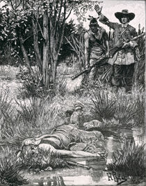 The Death of King Philip, engraved by A. Hayman by Howard Pyle