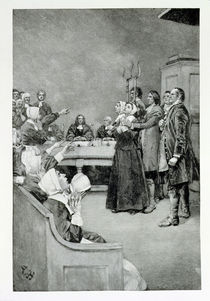 The Trial of a Witch, illustration from 'Giles Corey von Howard Pyle