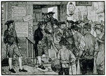 The Mob Attempting to Force a Stamp Officer to Resign von Howard Pyle