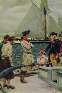 An American Privateer Taking a British Prize by Howard Pyle