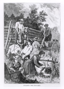 Building the Log-Cabin, engraved by Charles Maurand by American School