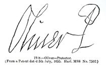 Signature of Oliver Cromwell Lord Protector by English School