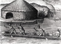 Florida Indians Storing their Crops in the Public Granary by Jacques Le Moyne