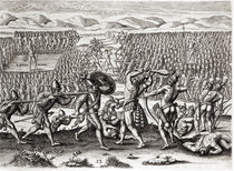 Outina defeats Patanou with the aid of the French von Jacques Le Moyne