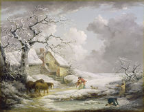Winter Landscape with Men Snowballing an Old Woman von George Morland