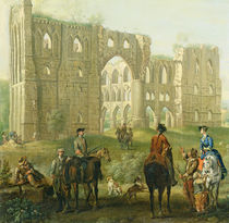 Riders Pausing by the Ruins of Rievaulx Abbey by John Wootton