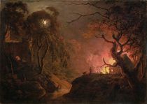 A Cottage on Fire at Night von Joseph Wright of Derby
