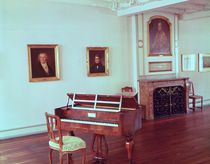 View of a room with a grand piano belonging to Ludwig van Beethoven von German School