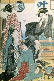 Women of the Gay Quarters, left hand panel of a diptych von Torii Kiyonaga
